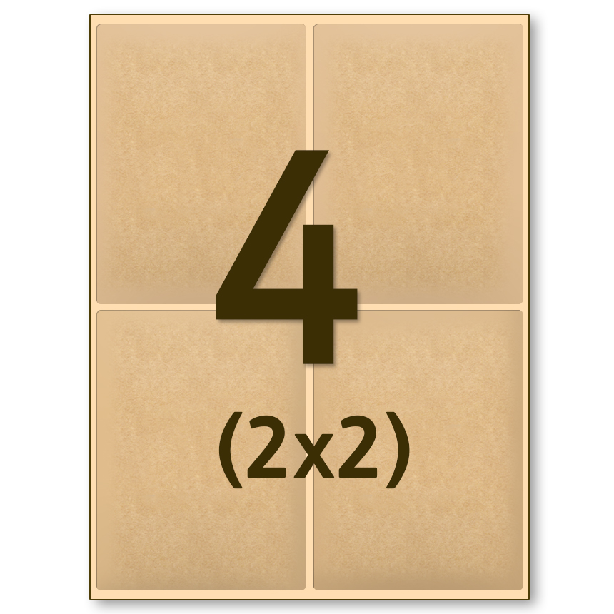 A4 크라프트 라벨지 (2x2 4칸/100매) 99.1x140mm 잉크젯,레이저프린터