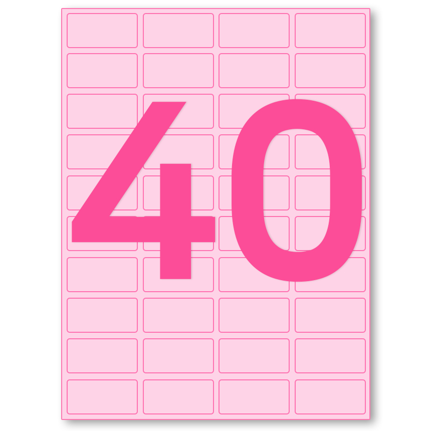 A4 파스텔 라벨지 (분홍/4x10 40칸/100매) 잉크젯,레이저프린터/에이버리