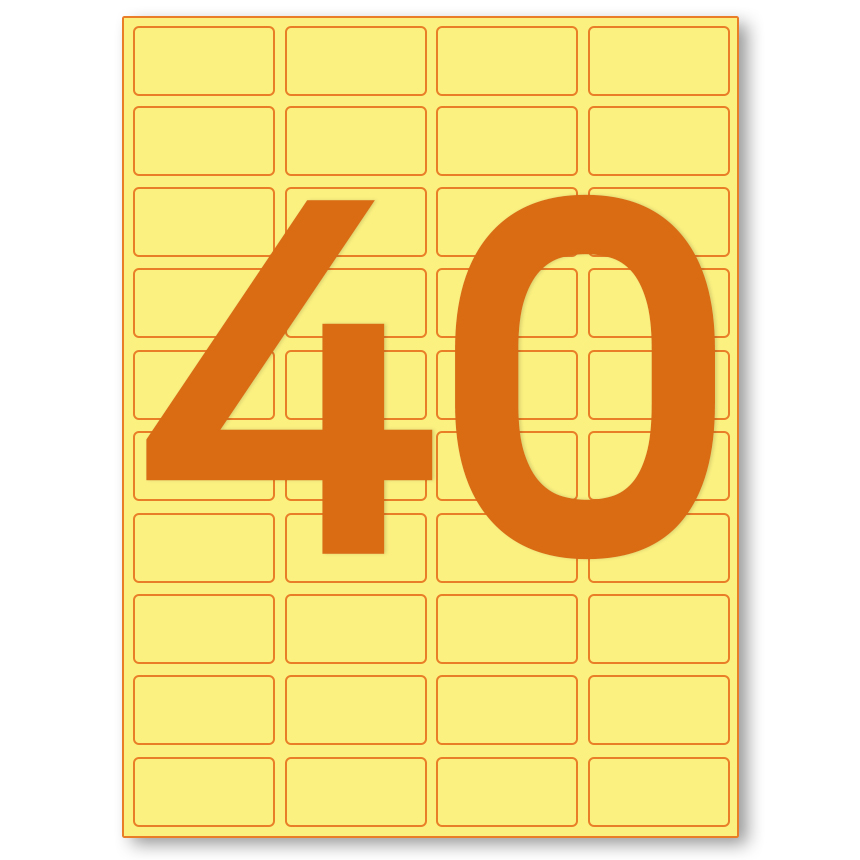 A4 파스텔 라벨지 (노랑/4x10 40칸/100매) 잉크젯,레이저프린터/에이버리
